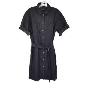 Mavi Gold Avery Button Down Collared Dress in Black Size Small NEW WITH TAGS